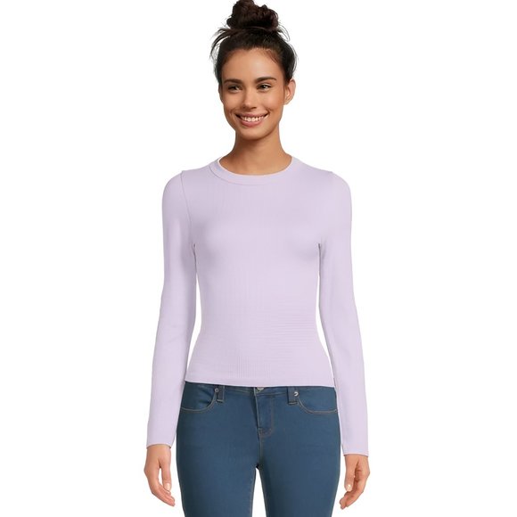 No Boundaries Juniors’ Crewneck Waffle Tee with Long Sleeves, Size M (7-9) - Picture 1 of 5